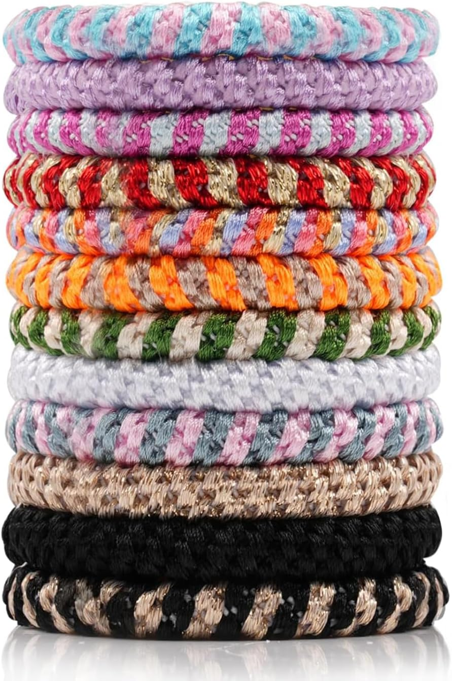 RTRTGS Pack of 12 Women'S Hair Bobbles, Elastic Ponytail Holder, Stylish Ponytail Holder for Women and Girls image number 1