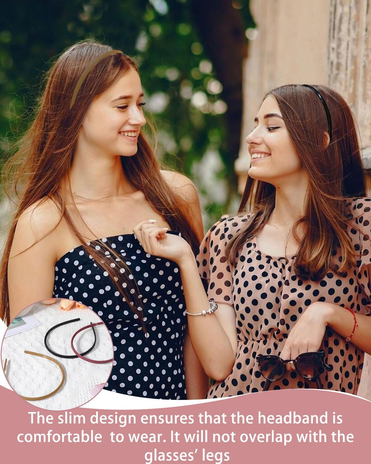 JUKOTA Pack of 3 No Headache Headbands, Flex Headband without Pressure, Headband for Glasses Wearers, Sunglasses Headbands, Thin Headband Women, Non-Slip with Teeth, Matte Finish image number 1