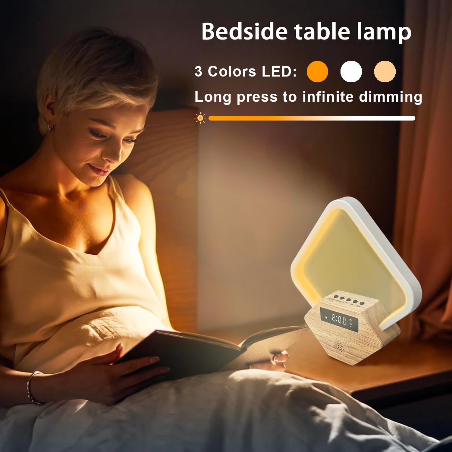 Xunhomon Sunrise Alarm Clock for Bedrooms Heavy Sleepers 15 Sleep Sounds White Noise Machine Baby 3 Color Table Lamp 10 Ringtones for Audit with QC3.0 & PD22.5W USB C Fast Charger