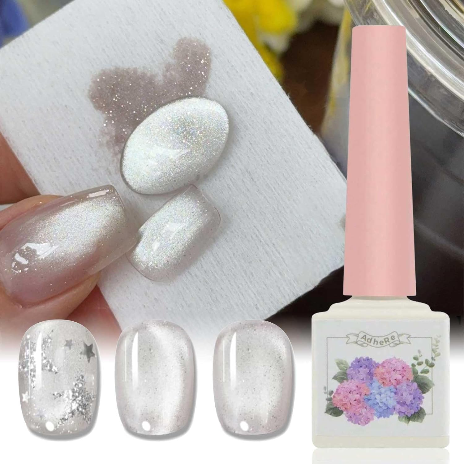 ADHERE Ukiyo Romance Series - 12Ml Cat Eye Gel Nail Polish 1Pc Holographic Magnetic Gel Polish, Soak Off, for Manicure Salon DIY at Home (Rose Maiden)