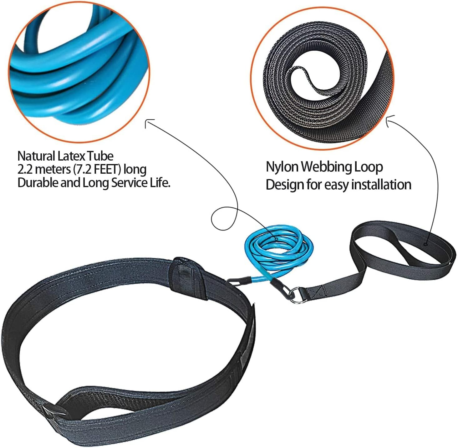 UCEDER Swim Tether Stationary Swimming,Swim Resistance Belt, Swim Bungee Training Belt, Pool Swim Trainer Belt Harness,Great for Swim Training & Exercise image number 1
