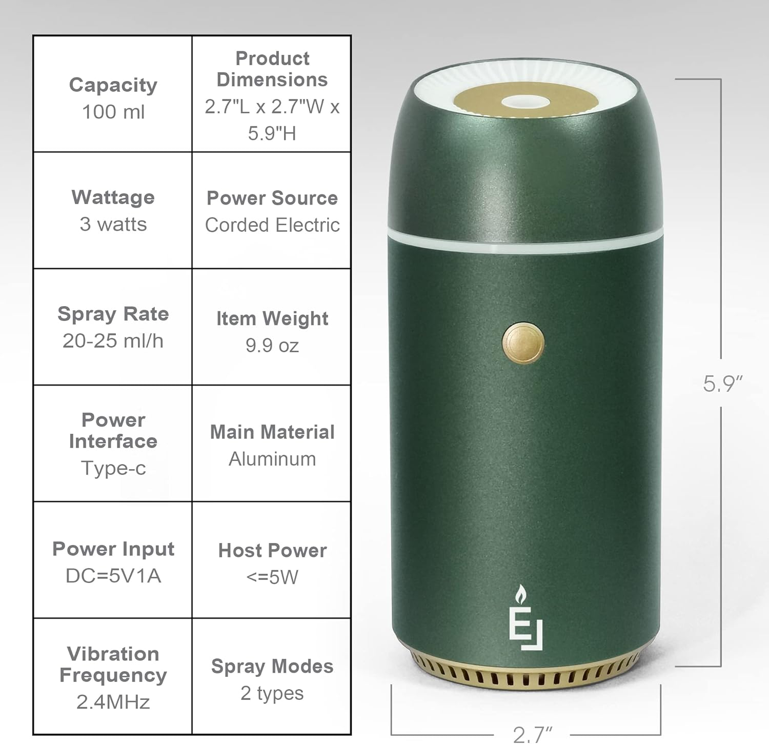 Earnest Living Essential Oil Diffusers Car Air Fresheners for Essential Oils Air Freshener Car Aromatherapy Diffuser 100Ml Car Diffuser Timers Night Light Auto off Function USB Portable Green Gift image number 5