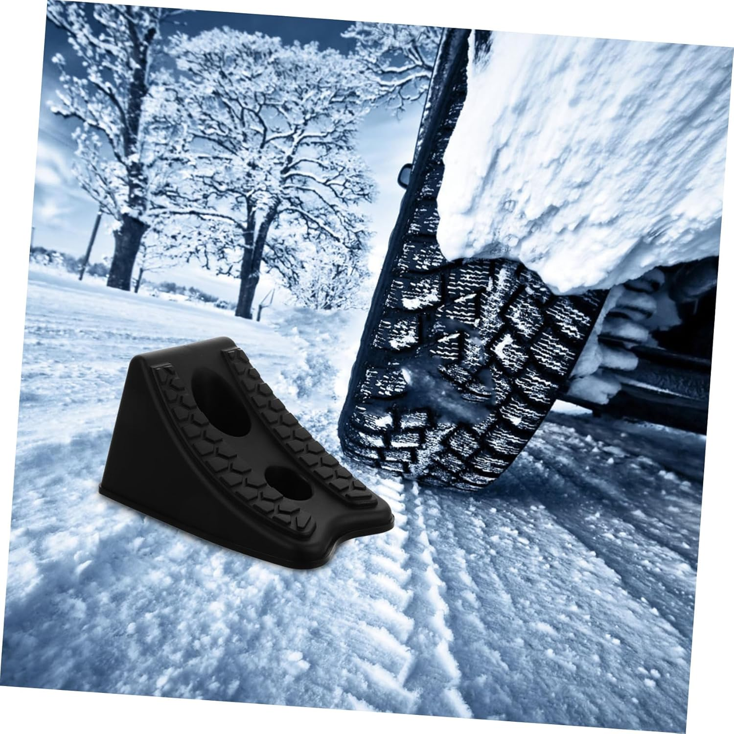 VALICLUD Heavy Duty Car Wheel Chocks Rubber Tyre Stopper Blocks for Vehicles Suv Trailer Parking Anti-Slip Wheel Wedges Suitable for Outdoor and Off-Road Use