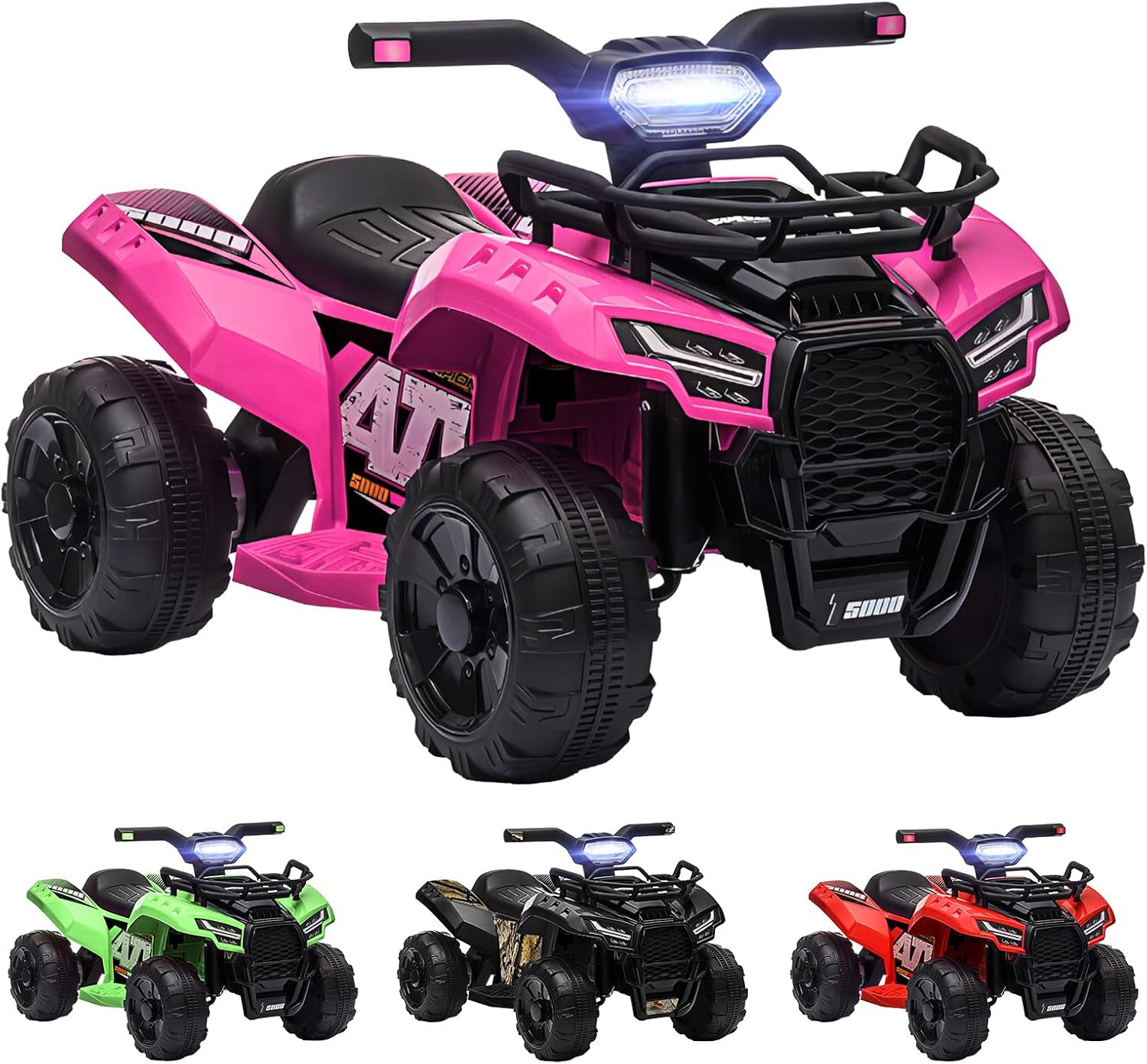 ALFORDSON Kids Ride on Car ATV 6V Motor, Quad Bike Car Eletric with Music Player, LED Lights, Ride-On Car Design All Terrain Vehicle SUV Toy, Black