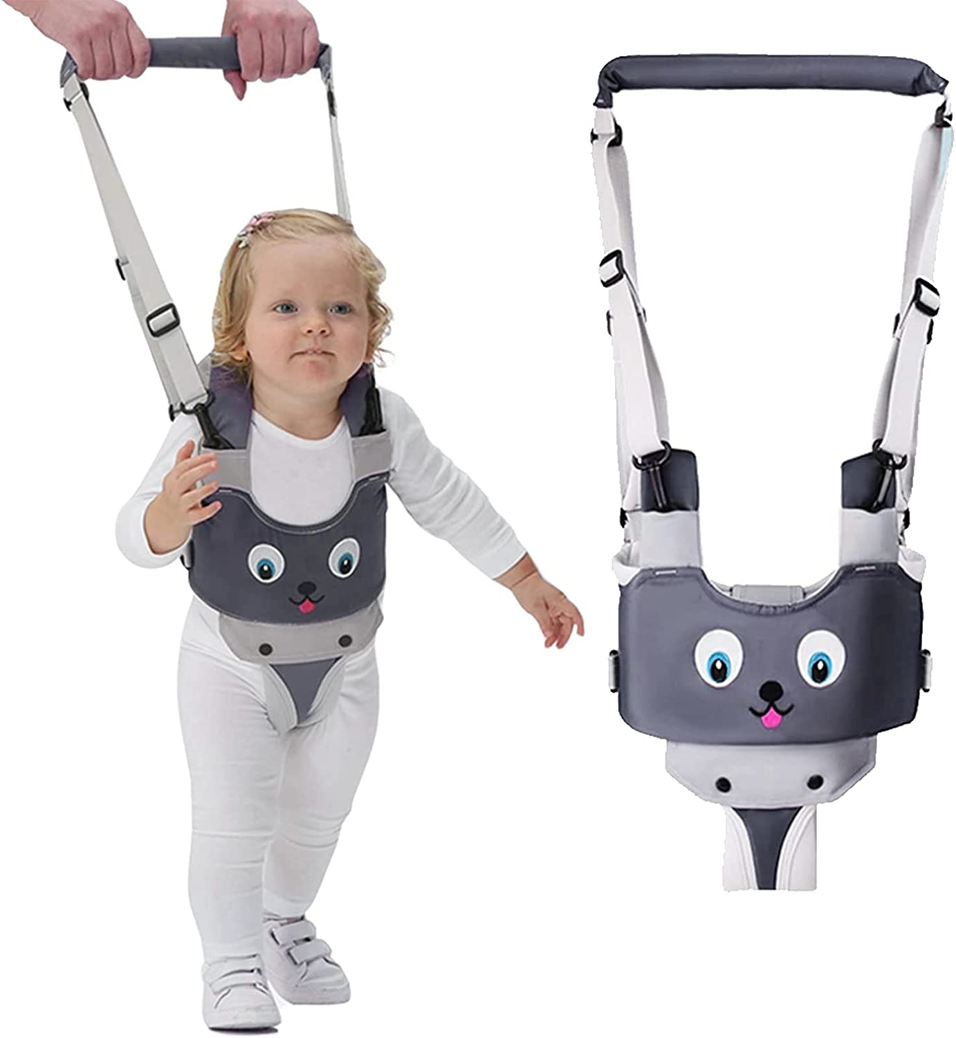 IULONEE Breathable Babies Walking Helper Adjustable Handle Walking Assistant for Toddlers Child Standing and Walking Safety Harness for Children 7-24 Months (Mesh Brown)