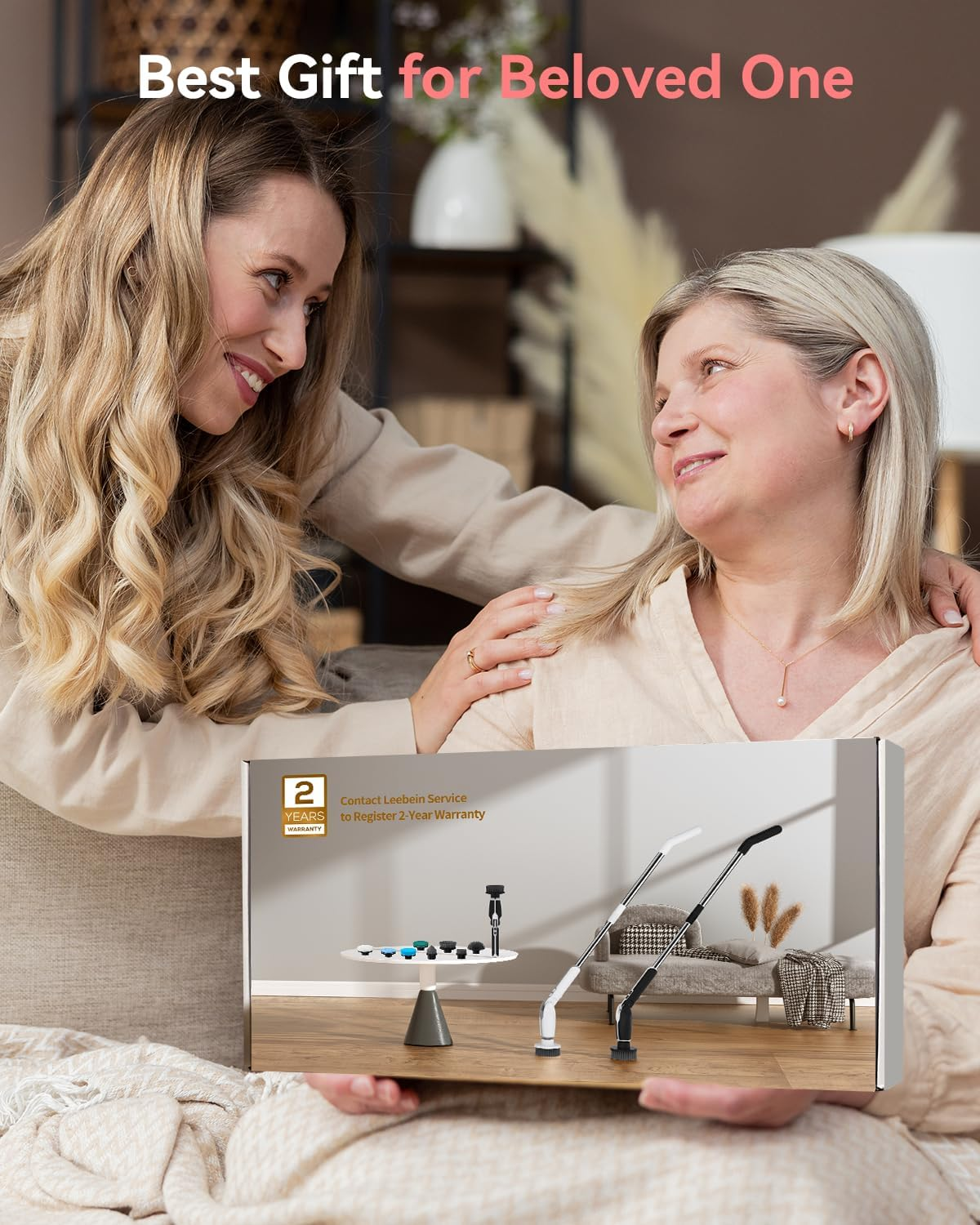 Leebein Electric Spin Scrubber, Electric Scrubber with 4 Adjustable Angles and 8 Brush Heads, Shower Scrubber with Long Handle & Remote Control, Cleaning Brush for Bathroom, Tub, Floor, Tile image number 1