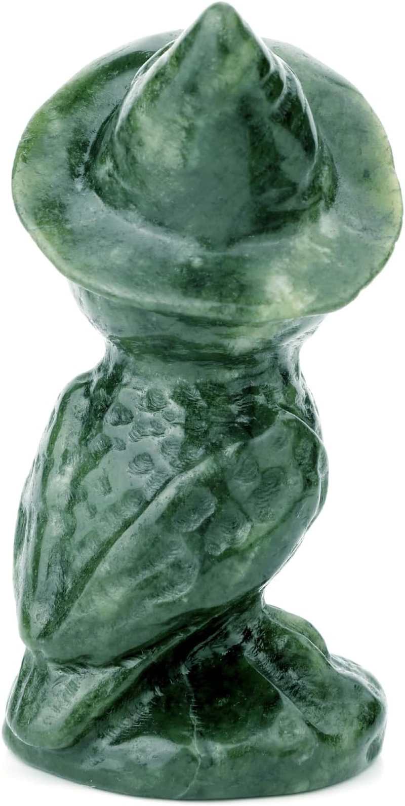 Gemshan Owl Statue for Halloween Decorations,Jade Animal Statue with Wizard Hat Sculpture Spooky Halloween Decor for Home Table Tray Shelf image number 4