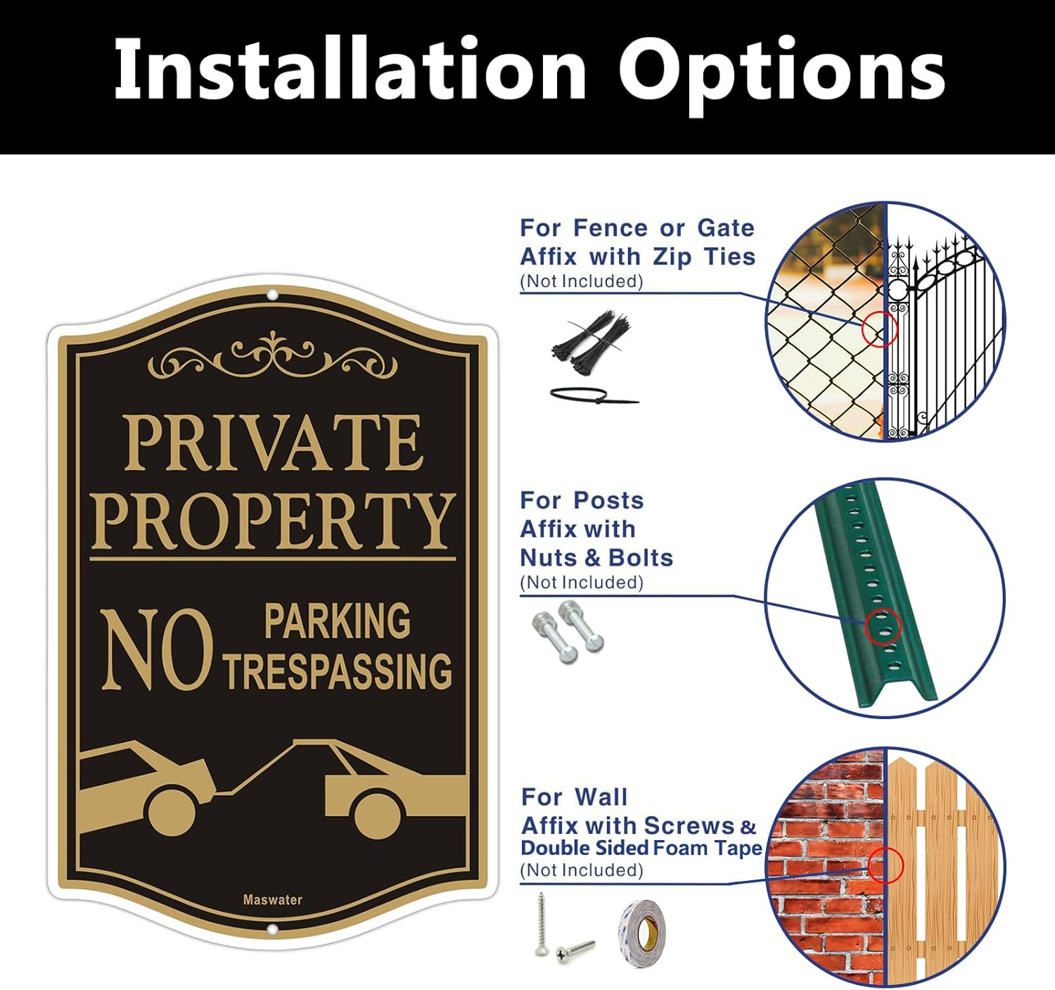(2 Pack) Large No Parking Signs Private Property, 12" X 18" Violators Will Be Penalized Signs for Warning,Reflective Rust Free Aluminum,Fade Resistant,Uv Protectde & Waterproof
