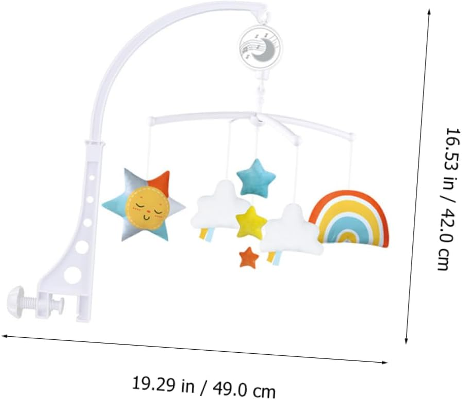 1 PC Rainbow Musical Bed Bell Rattle Multi Purpose Soft Plaything for Nursery Encourages Hand Eye Coordination and Happy Mood