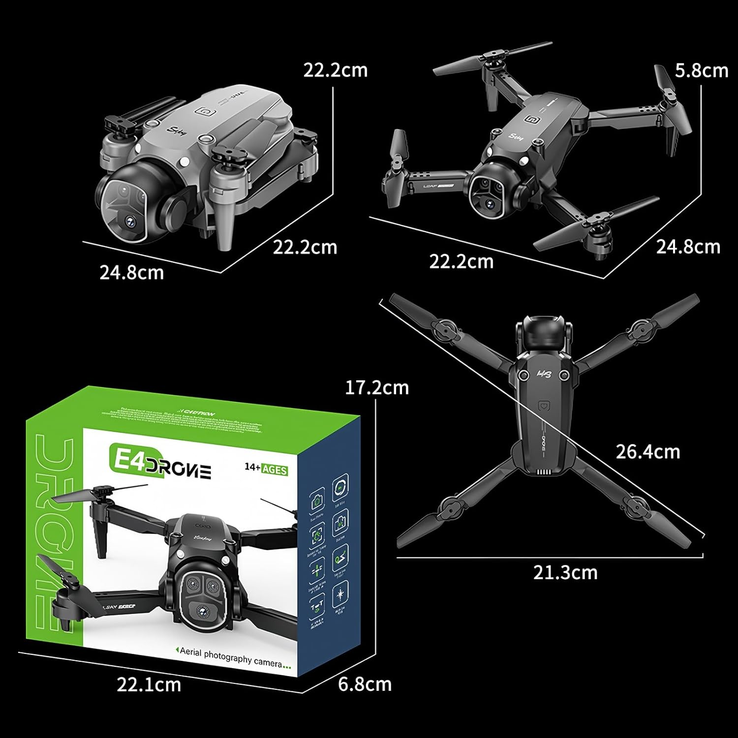 OBEST Drone VR with 1080P Camera,Fpv Drone with VR Glasses,2.4-Inch Display Glasses,Dual Cameras,Optical Flow Positioning,8G Memory Card,Card Reader,Dual Batteries,126G image number 1