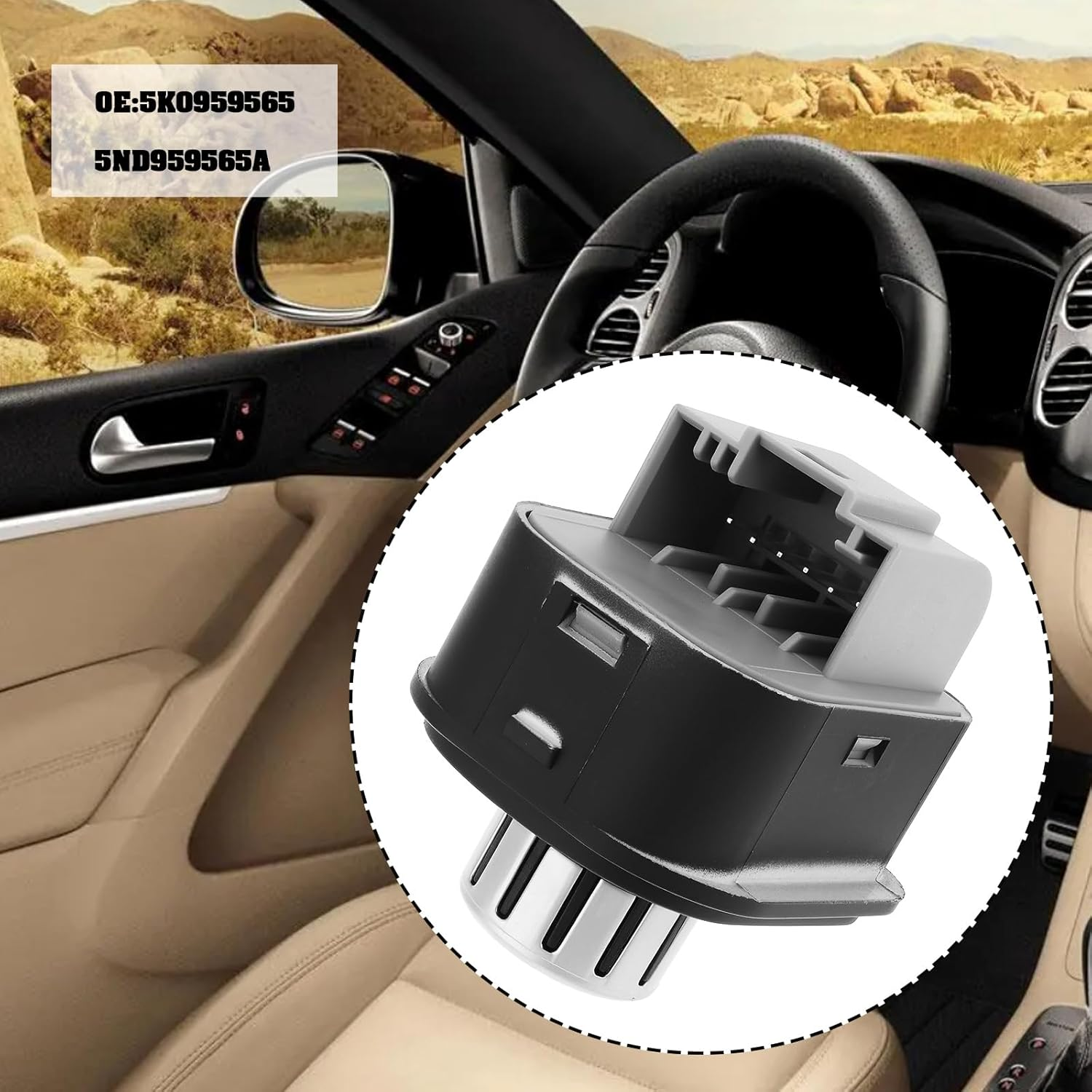 YINETTECH Side Mirror Adjustment Knob Left Rearview Mirror Switch Replacement Part 5K0959565 5ND959565A Compatible with Volkswagen image number 6