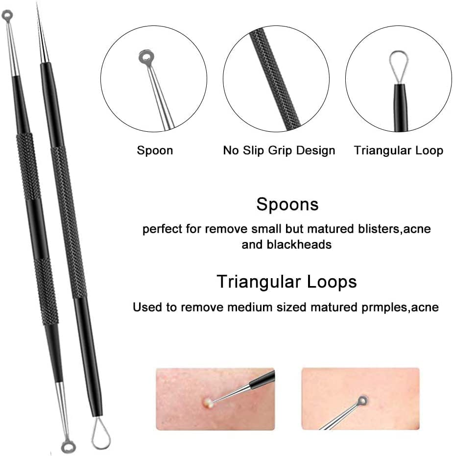 Pimple Popper Tool- WAYAOFEI 10 Pcs Professional Pimple Comedone Extractor Tool Acne Removal Kit -Treatment for Pimples, Blackheads, Blemish, Zit Removing, Forehead and Nose image number 5