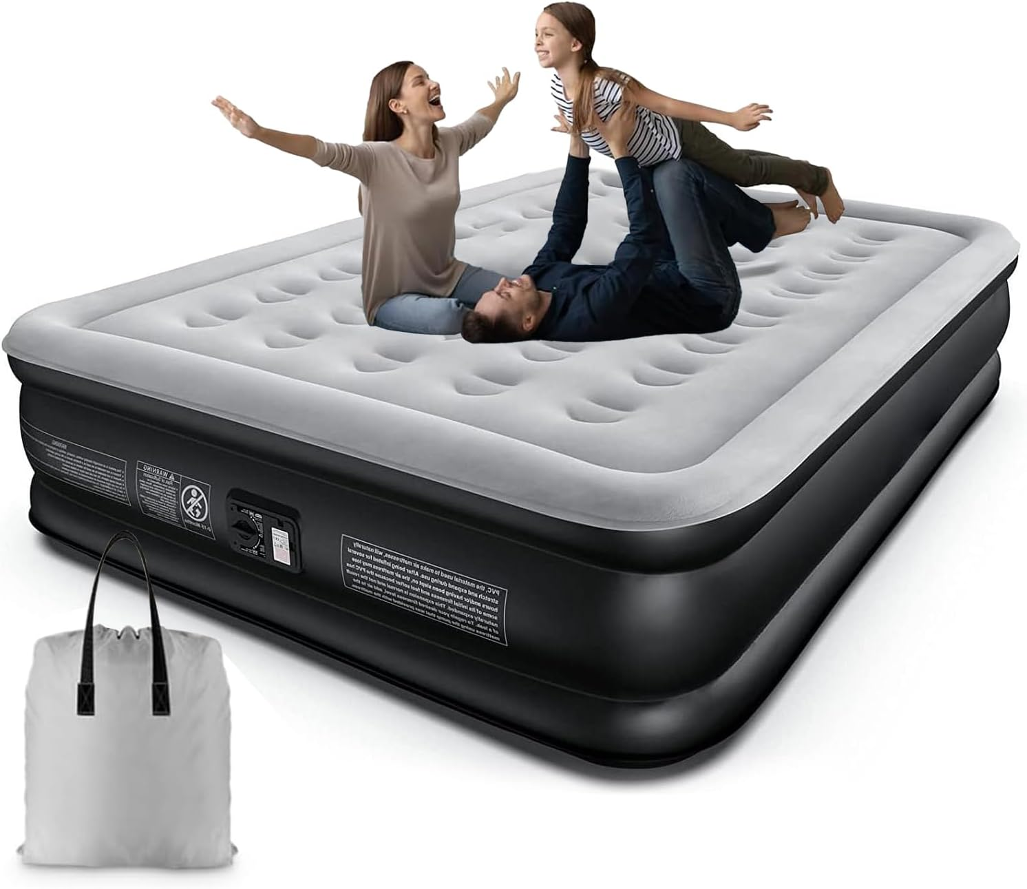 Queen Size Air Bed, Inflatable Bed with Built-In Pump, 3 Mins Quick Self-Inflation/Deflation Air Mattress, Blow up Bed for Home Portable Camping Travel 203 * 157 * 47Cm 300Kg MAX image number 5
