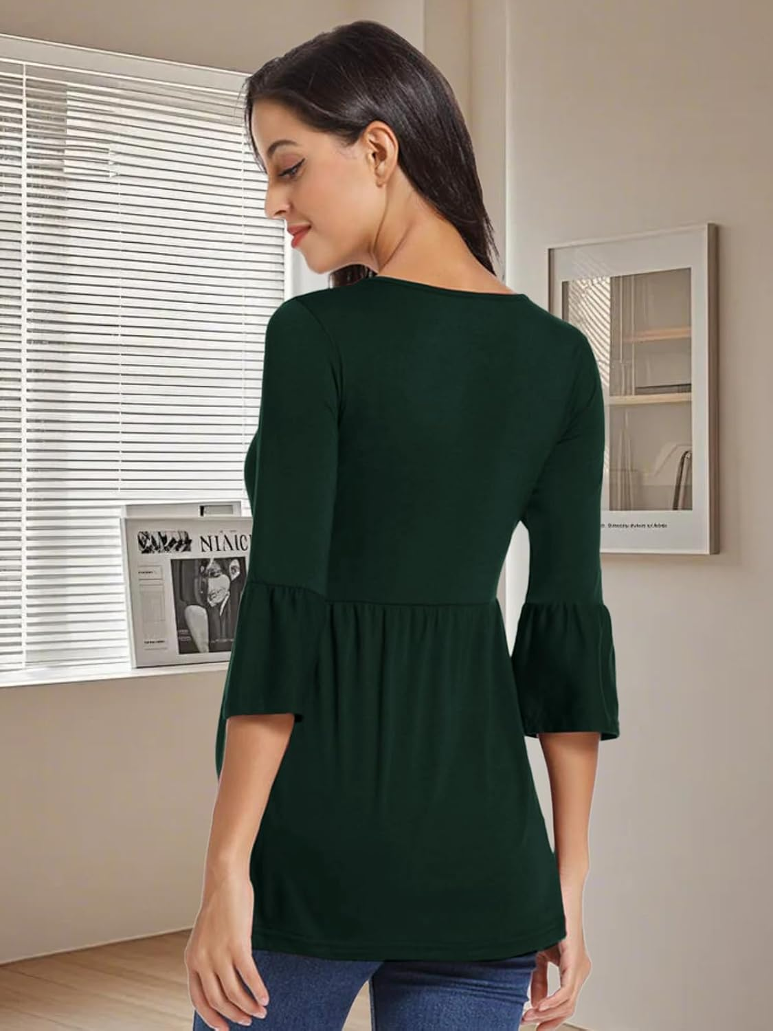 Jinson 3 Packs Women'S Ruched Side-Shirred Nursing Top Short Long Sleeve Breastfeeding Tee Shirt image number 2