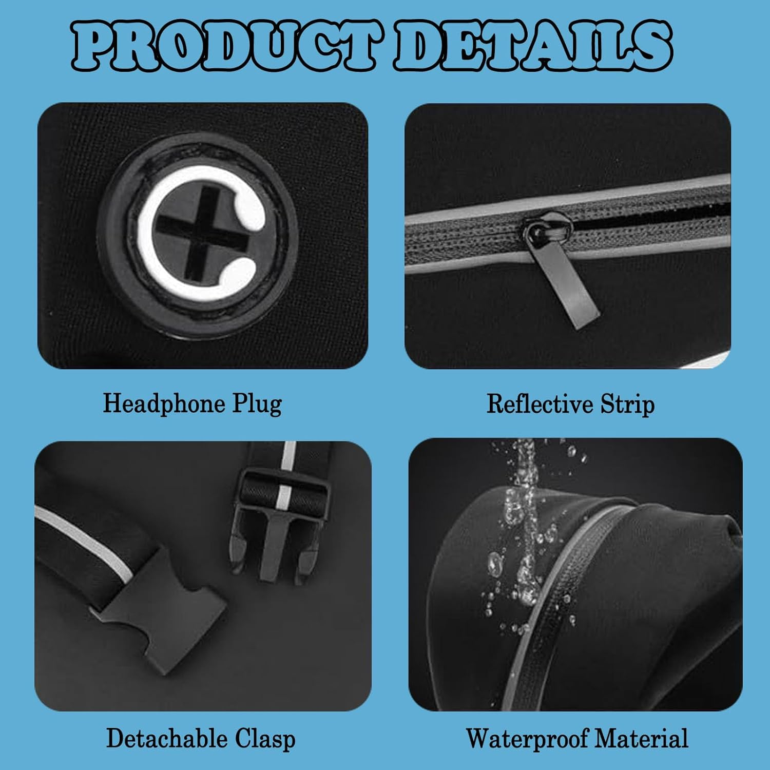 Running Belt Fanny Pack for Women Men, Adjustable Reflective Phone Holder Runners Waist Pouch for Sports & Fitness, Waterproof, Headphone Wire Hole, Sports Belt Money Belt Running for Phone image number 6