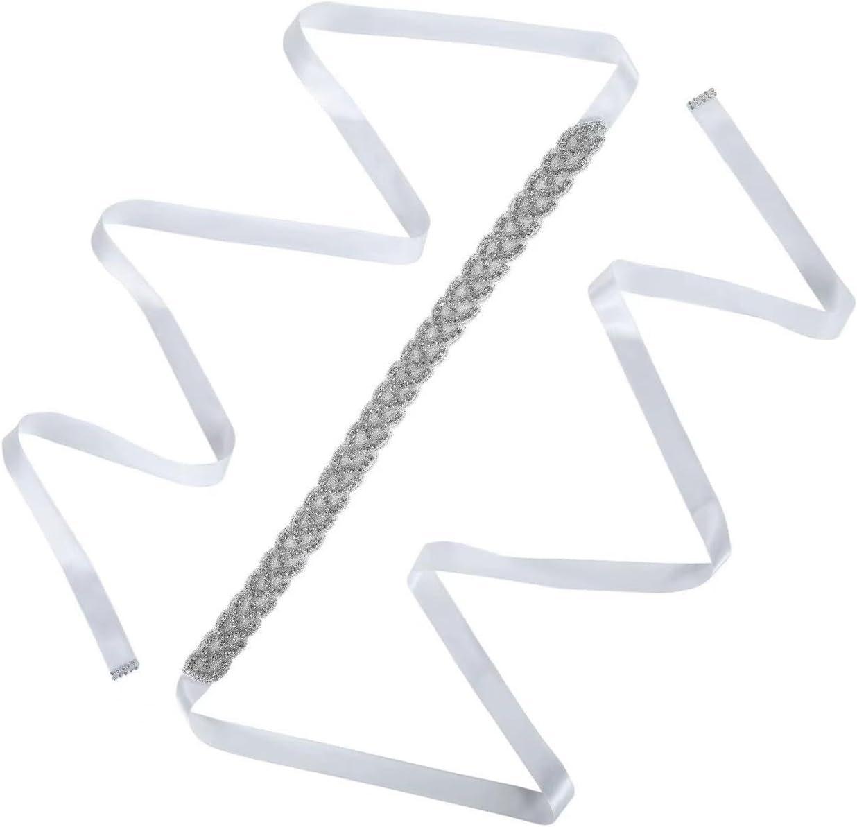 Rhinestone Bridal Belt Sashes Women'S Diamond Wedding Belts for Women Dress Shiny Wedding Accessories (White, One Size) image number 2