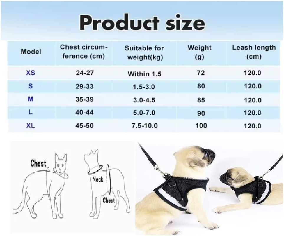 4M Pets Cats and Dogs Vest Harnesses with Leash Reflective,Dog Vest Harness, Reflective & Adjustable Harness for Small to Medium Dogs (Pink, XL) image number 2