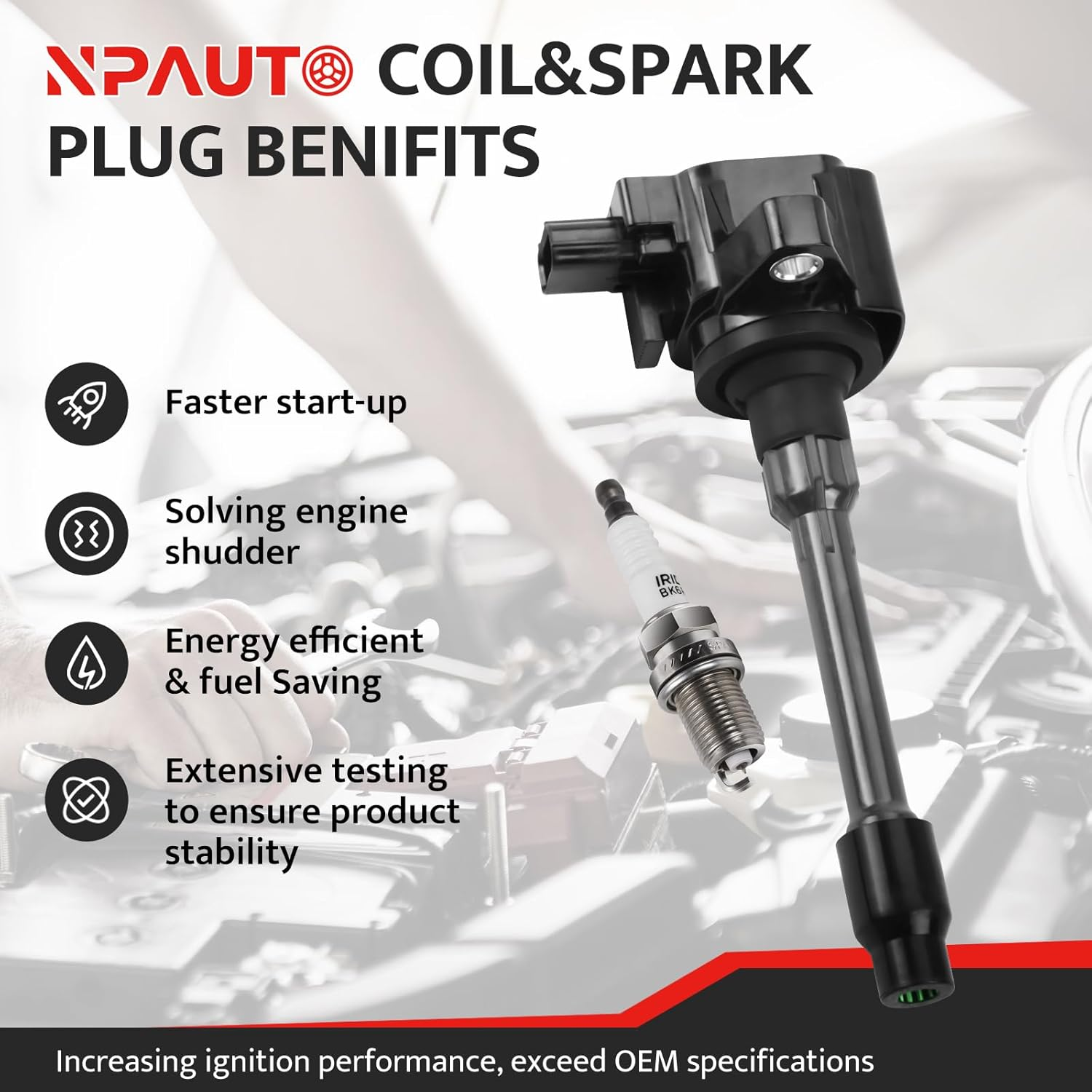 Ignition Coil Packs and Spark Plugs Fit for Turbo 1.5L 2017 2018 2019 2020 Ho-Nda Civic Si Honda CR-V CRV, UF781, Automotive Replacement Parts, Set of 4 image number 5