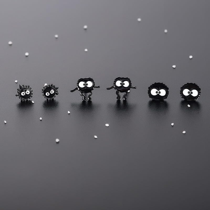 Hofar 6Pc Black Cute Cartoon Dangle Earrings Earrings for Women Suitable to Party Fashion Dangle Earring Gift for Women Girls, Zinc, No Gemstone image number 4