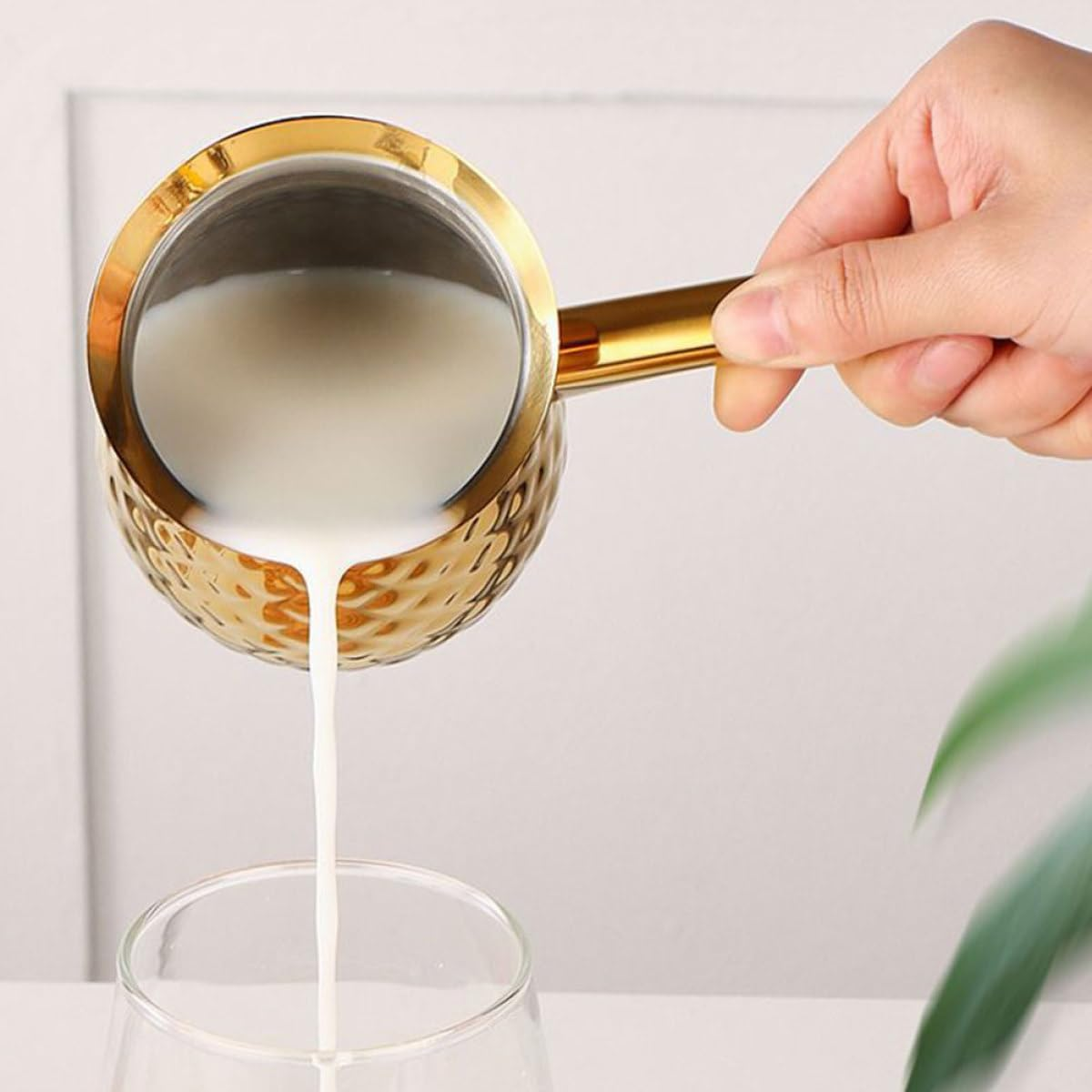 Generic Vintage Turkish Coffee Pot 400Ml Golden Cezve Coffee Brewer Metal Mocha Pot for Home and Tea Serving image number 5