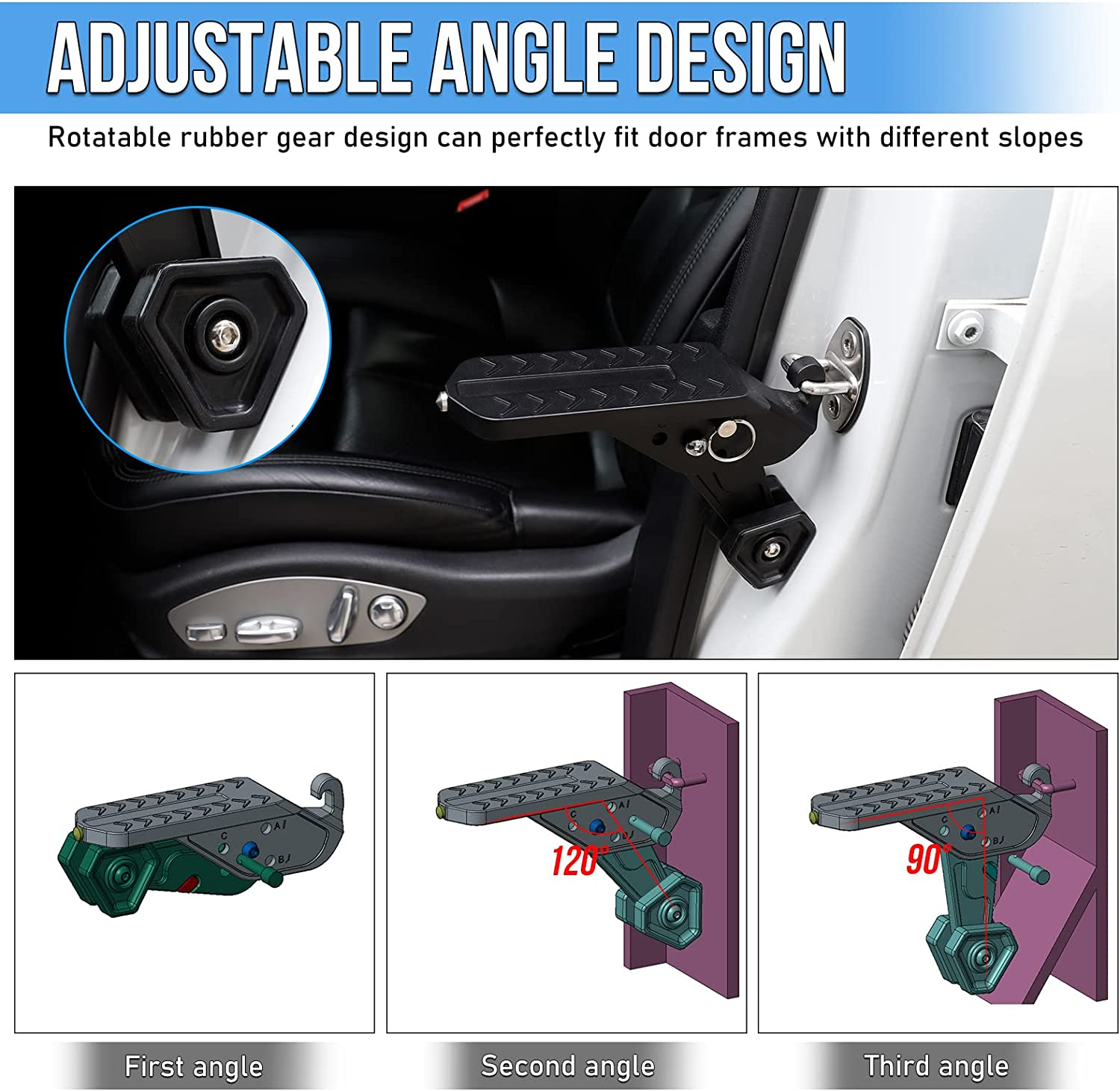 OPP ULITE Car Doorstep Foldable, Multifunction Universal Vehicle Hooked Folding Ladder Foot Pegs Pedal Easy Access to Car Roof Top for Most Car SUV JEEP Trucks Vans Vehicle image number 2