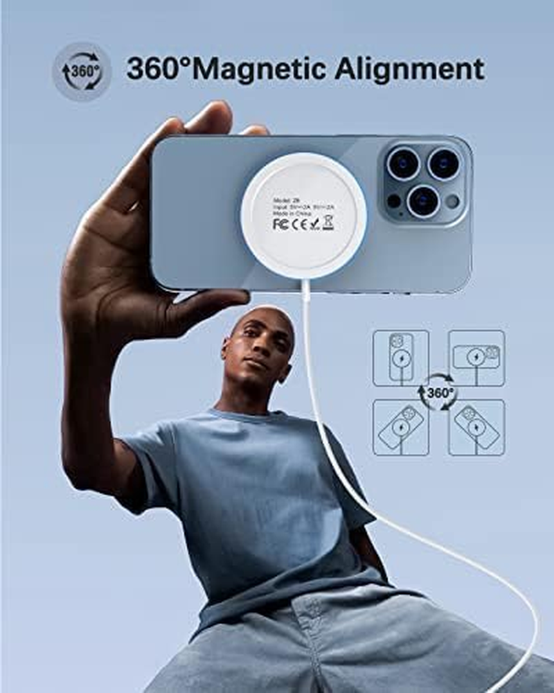 Magnetic Wireless Charger 15W Mag-Safe Charger for Iphone 16 Pro Max/16 Pro/16/16 Plus/15/14/13/12 Series Airpods 3/2/Pro/Pro 2 LED Magnet Charging Pad Mag Safe Charger with Dual Charging Ports image number 2