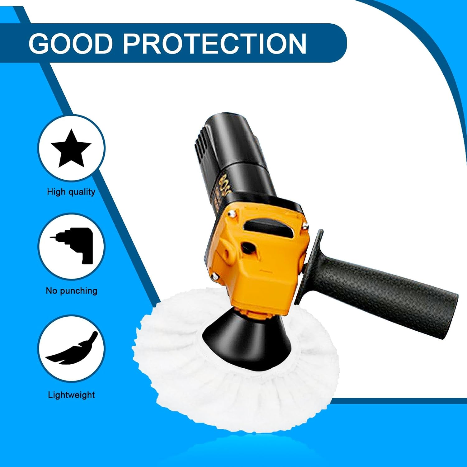 Glarks 12Pcs 9-10 Inch Car Polisher Pad Bonnet Set, Soft Microfiber/Synthetic Fleece/Non-Woven Fabric Polishing Bonnet Buffing Pad Cover Car Waxers Bonnet Set for Orbital Buffer Polisher image number 6