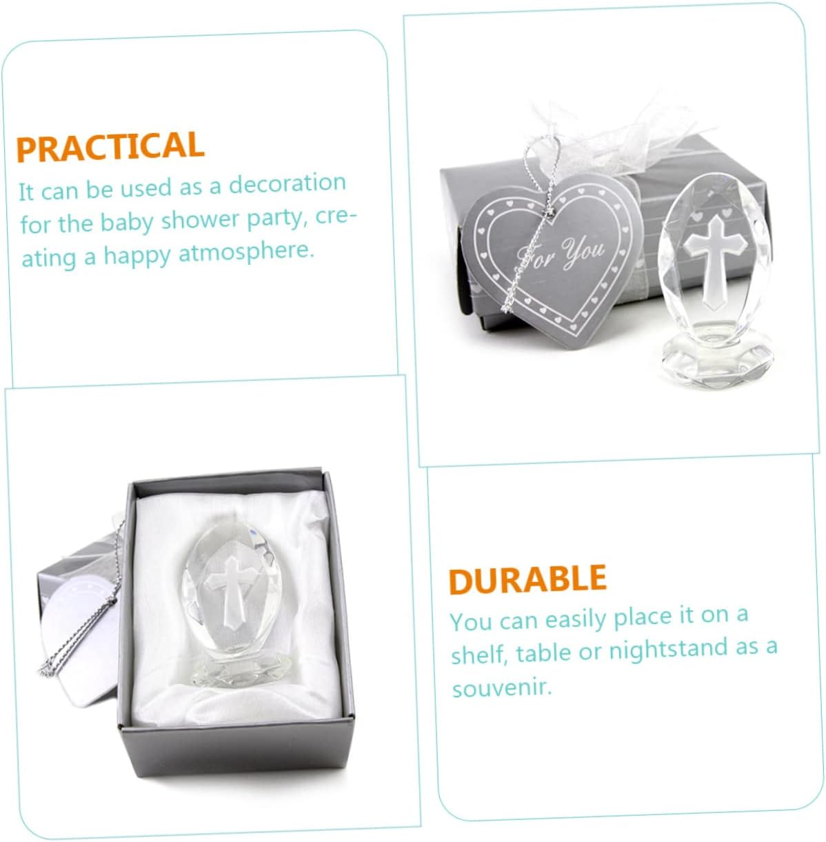 2Sets Shower Boys Baptism Girls Cross Crystal Decoration Crystal Adornments image number 5