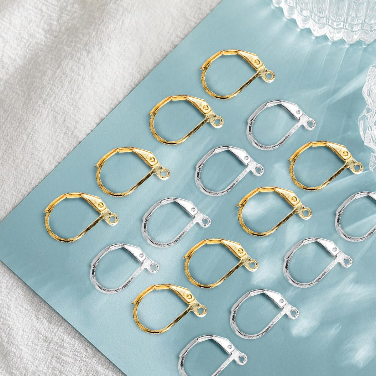 NILLOS 200 PCS Leverback Earring Hooks for DIY Earring Designs Jewelry Findings (Gold & Silver) image number 6