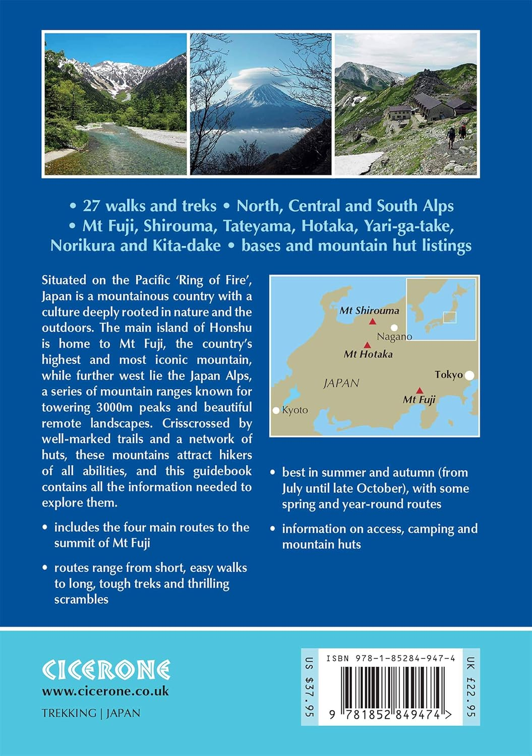 Hiking and Trekking in the Japan Alps and Mount Fuji: Northern, Central and Southern Alps