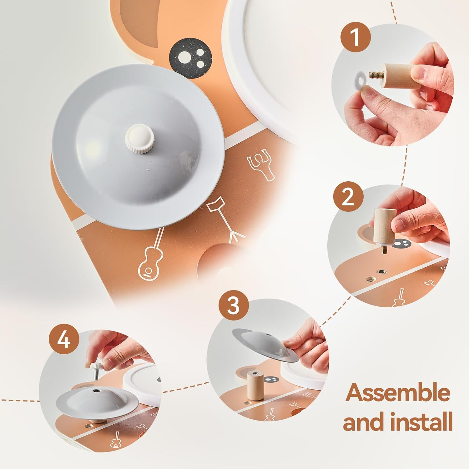 Wooden Musical Instruments for Toddlers 1-3, Percussion Instruments for Kids Baby Drum Set Xylophone, Montessori Educational Musical Toys, Gifts for Girls Boys image number 4