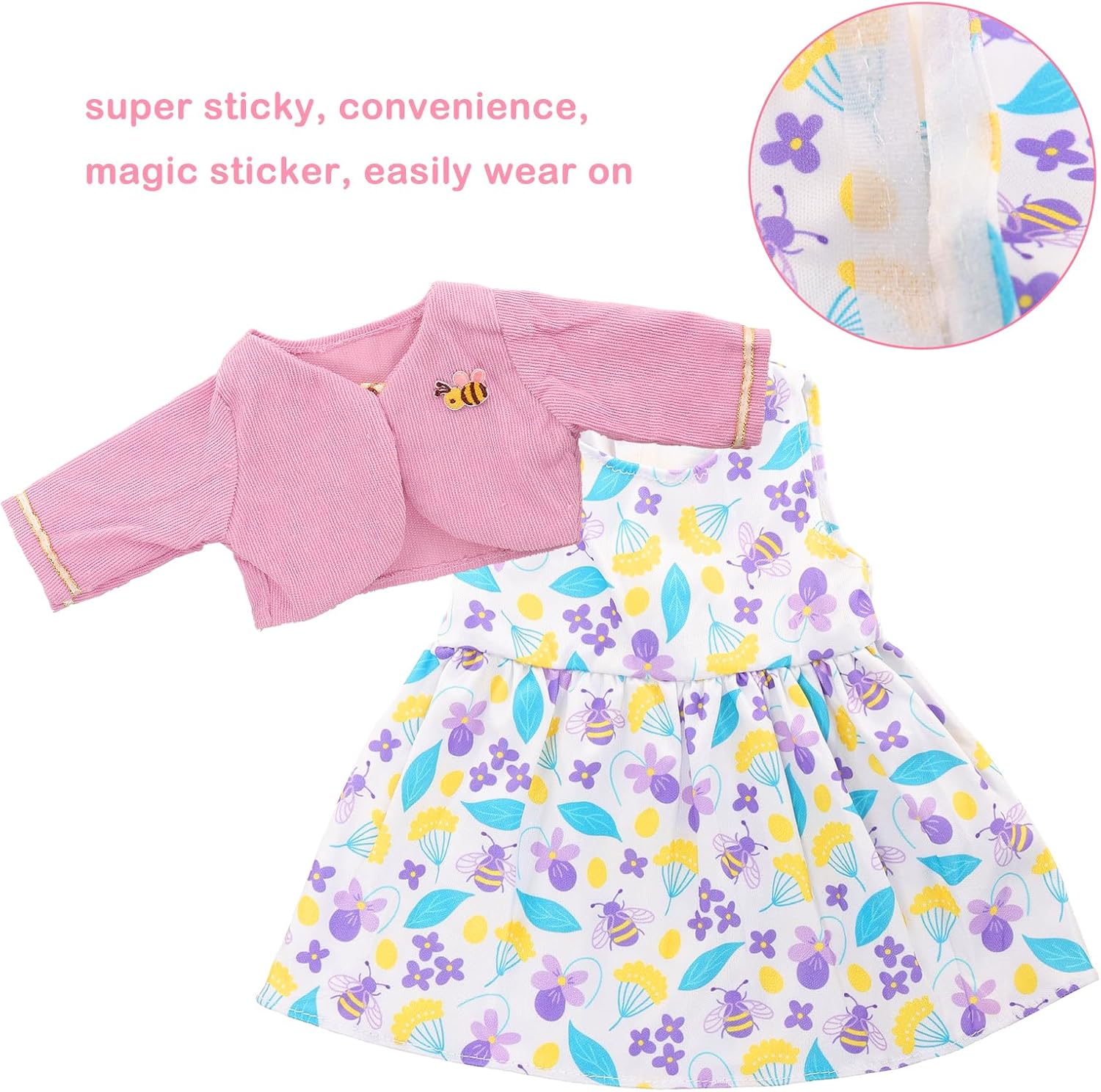 Barwa 4 Pcs Baby Doll Clothes 14-16 Inch Baby Doll Dresses Rompers for New Born Baby Dolls Handmade Baby Doll Clothing for Rebirth Baby Dolls(Doll NOT Include) image number 5