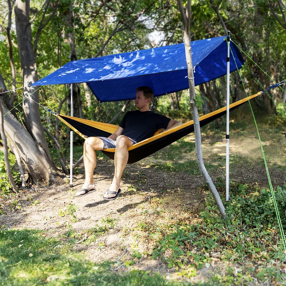 Everbeam Tarp Poles - Tent Poles for Tarp - Camping, Hiking, Fishing - Adjustable Tarp Poles Extend to 92" - Portable & Lightweight, Ideal for Awning, Tent Fly - Includes Guy Lines, Stakes, Carry Bag