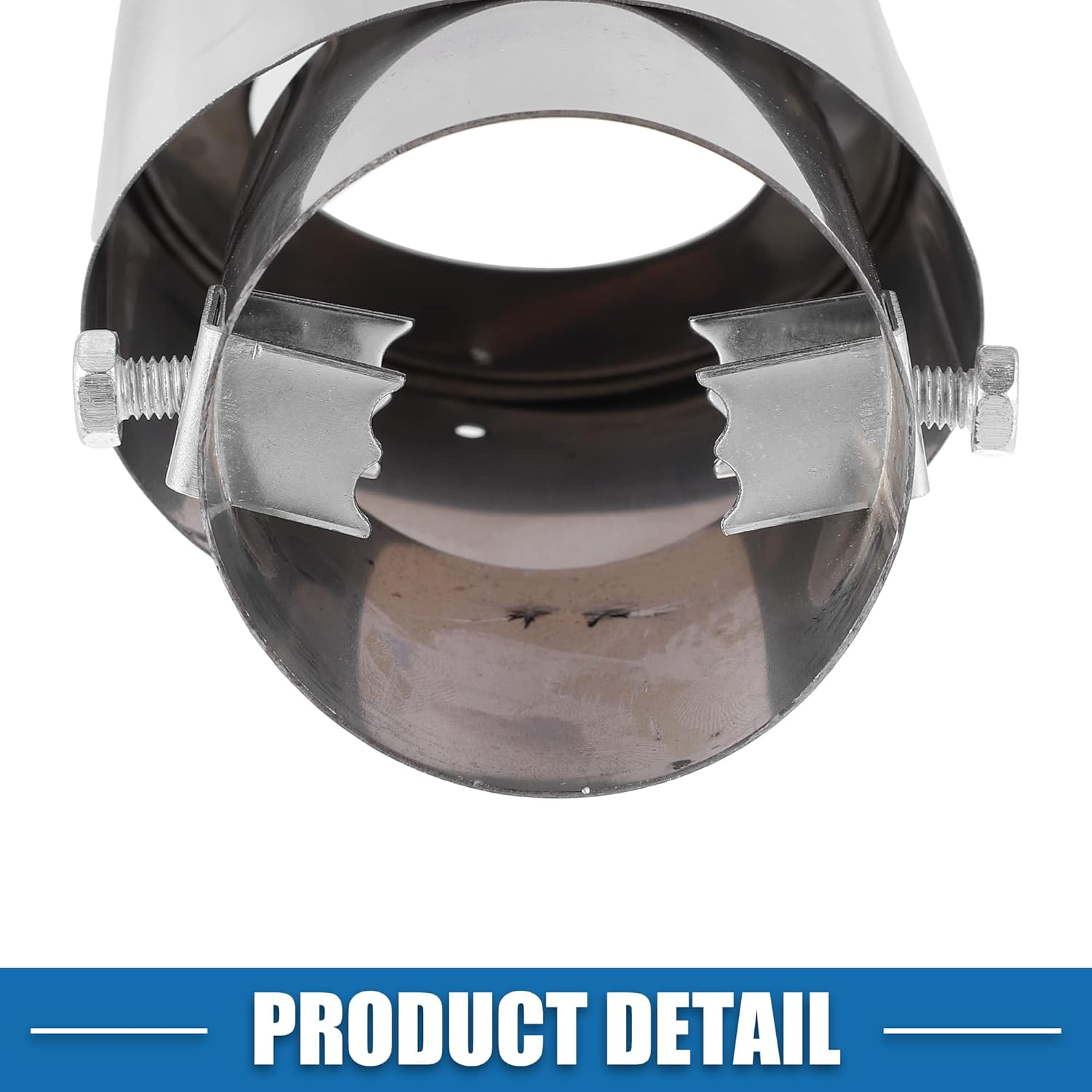 X AUTOHAUX Car Exhaust Tip Pipe Straight Shaped Applicable Diameter 2.44" Universal Exhaust Pipe Muffler Tip Tailpipe Bolt-On Metal Silver Tone image number 2