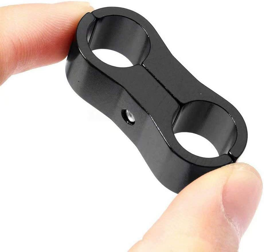 6PCS AN6 6AN Billet Aluminum Fuel Line Mounting Hose Separator Clamp for Fuel Line, Oil Hose, Brake Line, Water Pipe, Gas Line Black