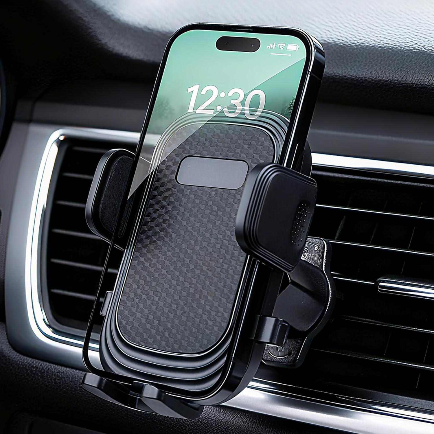 360&deg; Rotation Car Phone Holder for Air Vent, Upgraded Metal Hook Clip, Universal Car Mount Phone Holder with One-Button Release,Compatible with Iphone 16/15/Samsung 4.0''-7.0'' Phones image number 2