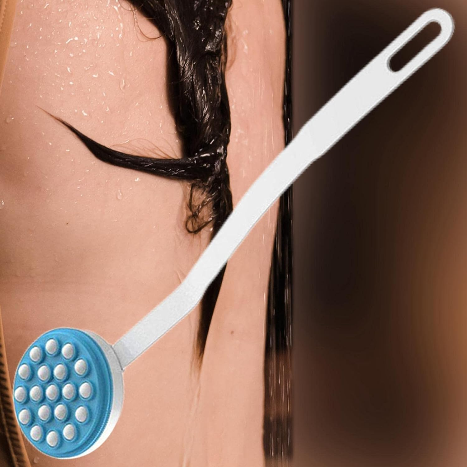 Long Handled Lotion Oil Applicator, Body Leg Back Bath Brush Scrub Massager Shower Bath Supplies Tools image number 2