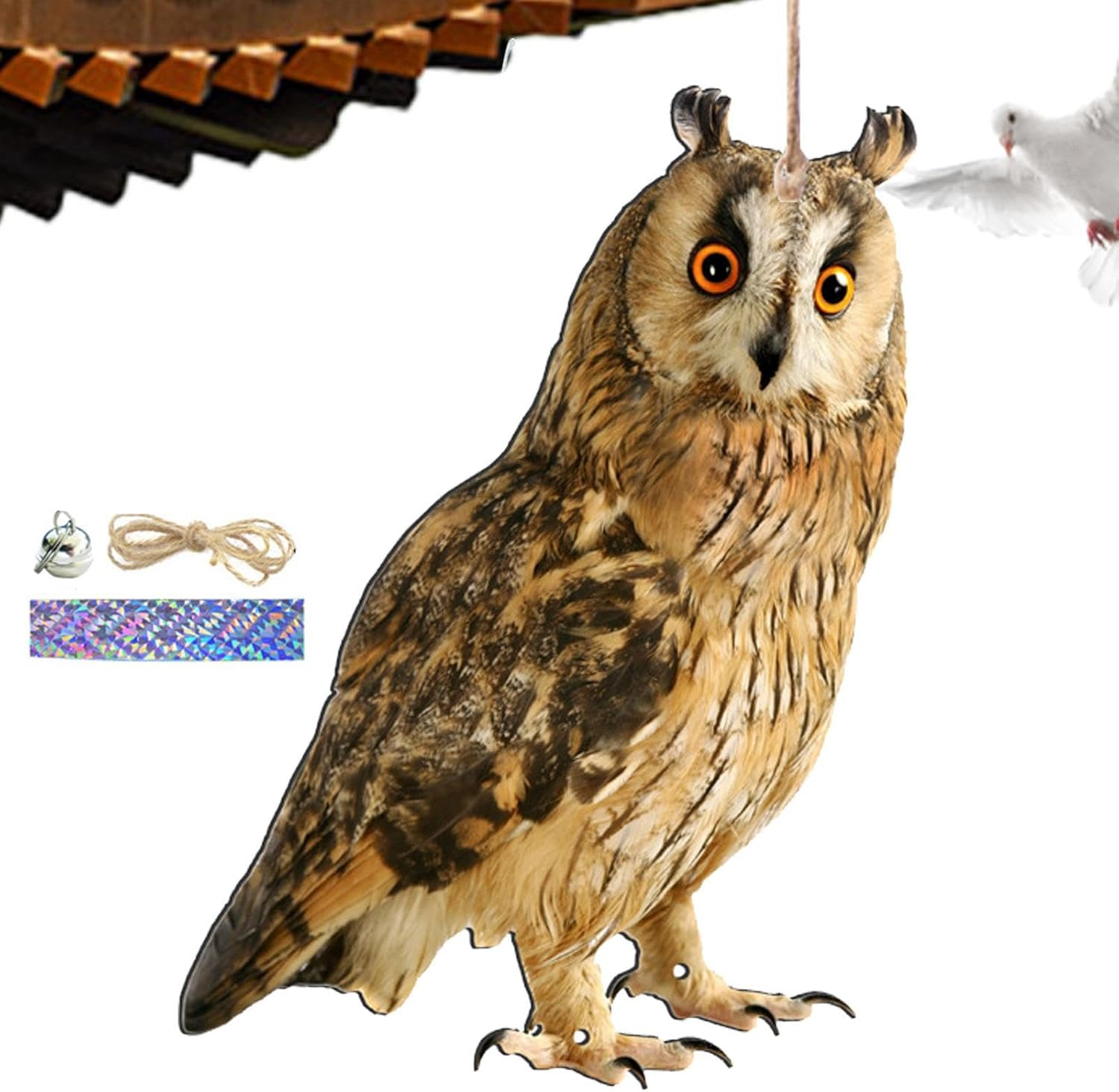 Fake Hawk, Pigeon Bird Scarers Kite for Trees Gardens, Bird Repellent1 Devices, Owl Decoy to Scare Birds Away, Garden Protector Decor Waterproof with Bell