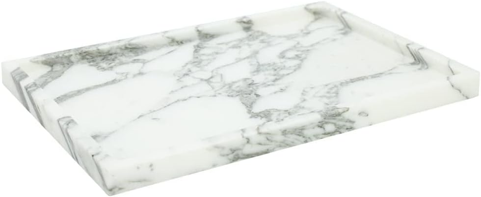 Real Luxurious Natural Marble Vanity Tray Genuine Storage for Home Decor Stone Bathroom/Kitchen/Vanity/Dresser Non-Resin