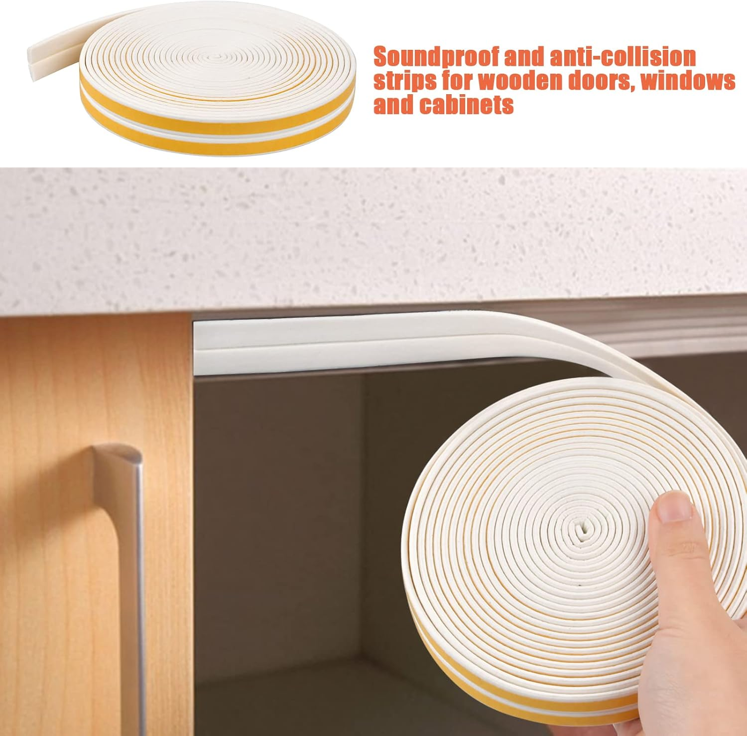 NATUCE Sealing Tape for Doors Windows 9 Mm X 2 Mm, Foam Self-Adhesive Door Seal Window Anti-Collision, Window Seal Rubber Seal Sealing Tape - 12 M (White)