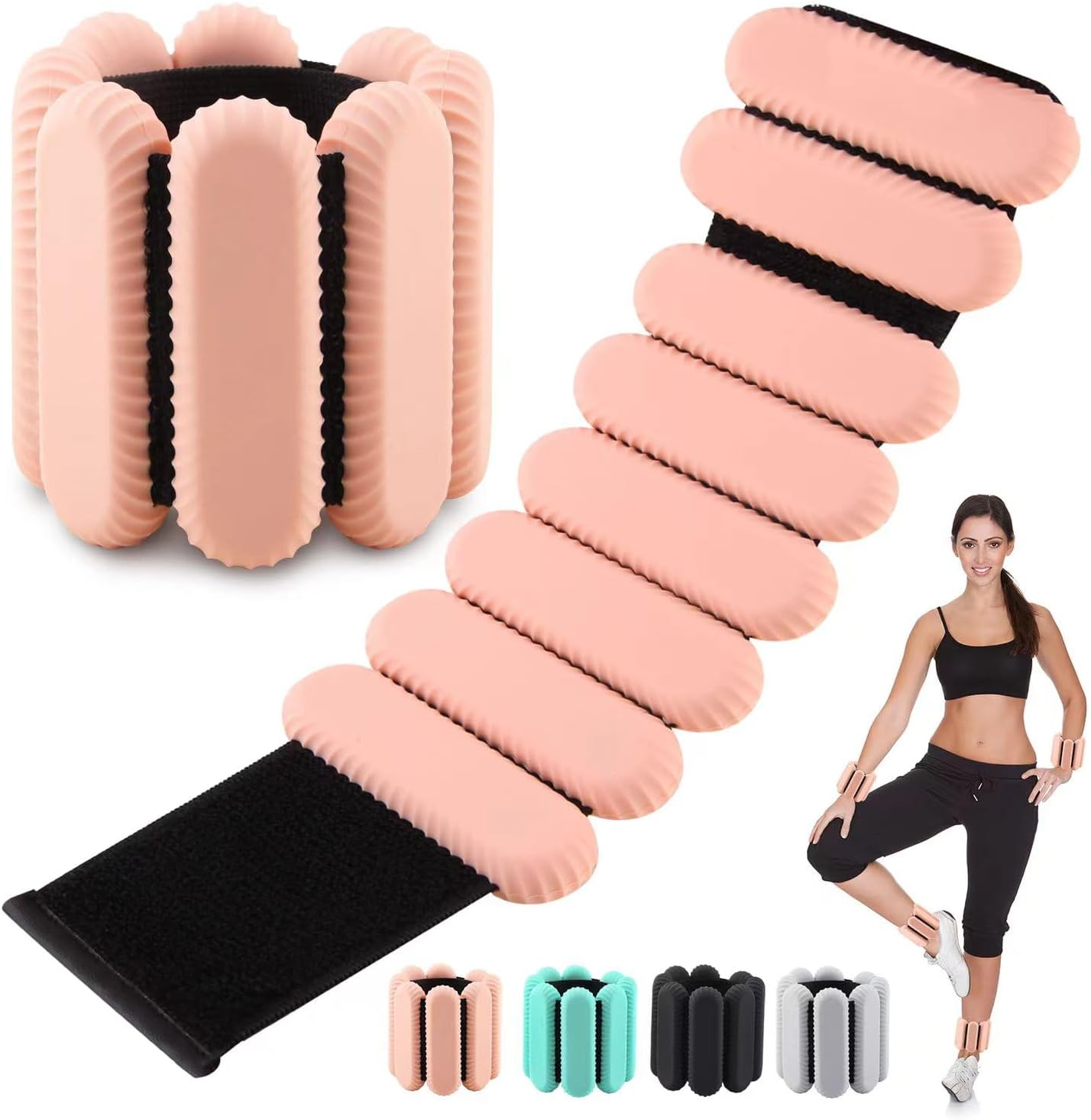 Wrist Weights for Women,Wrist Ankle Weights for Strength Training,Graded Silicone Weighted Bracelet for Walking, Running, Yoga, Aerobics, Adjustable Training Intensity Ankle Weights for Women Set of 2 image number 4