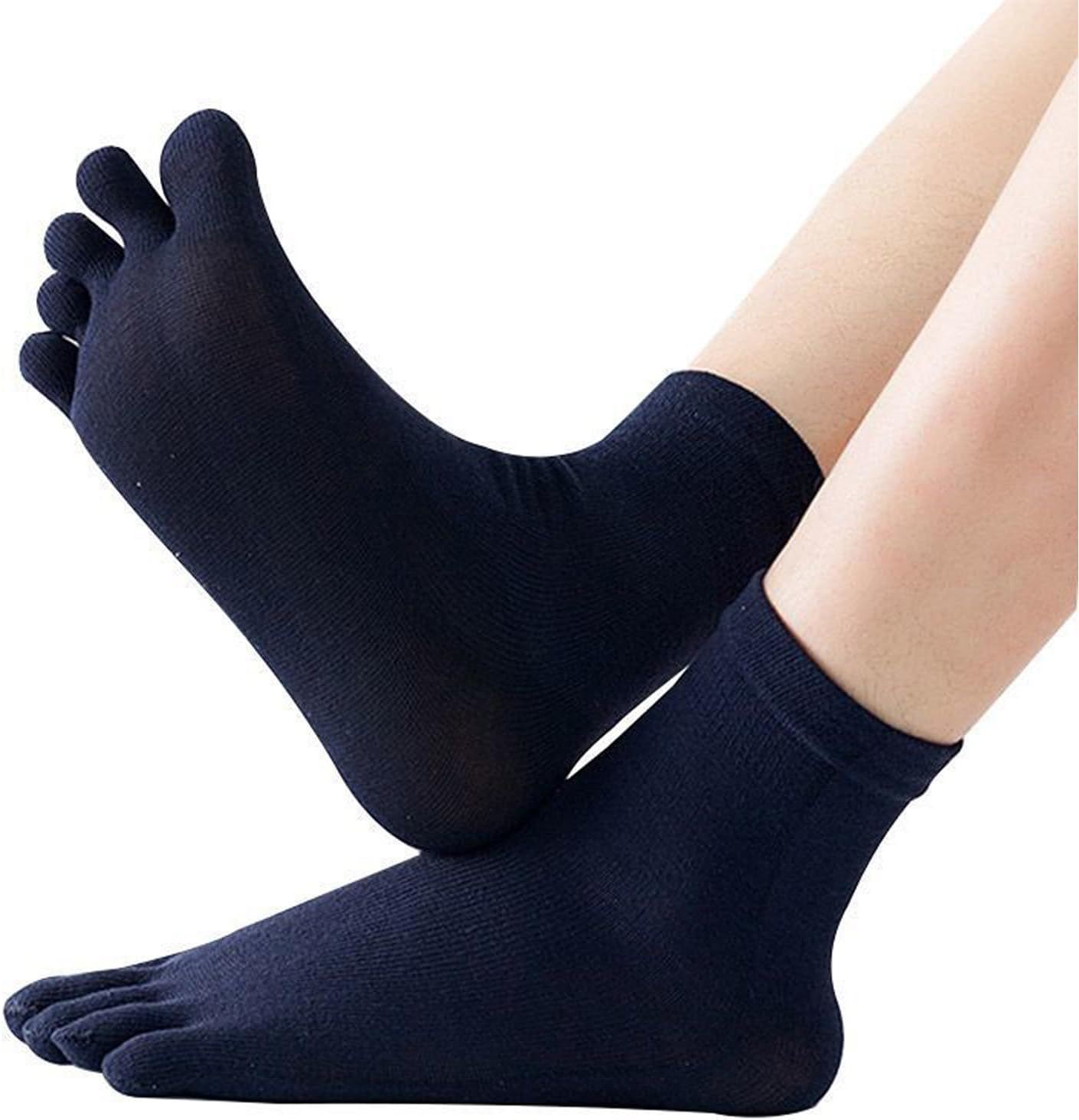 AWOCAN Toe Socks Five Finger Socks Cotton Soft Breathable Running Five Finger Crew Socks for Men Woman image number 6