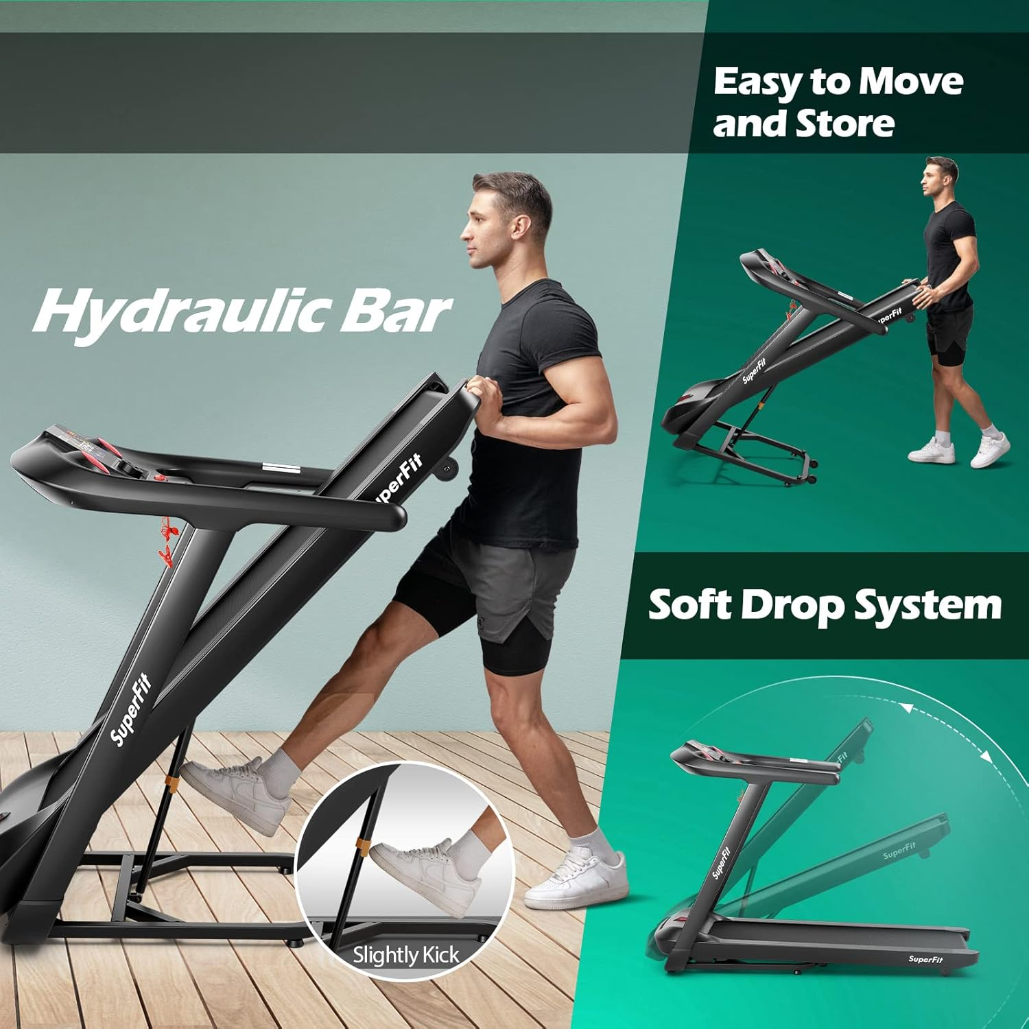 Costway 4.75HP Folding Treadmill with 15-Level Auto Incline, 20 Preset Programs，Voice and APP Control, Running/Jogging Machine with Bluetooth Connectivity, Mirror LED Display, Cardio Exercise Machine