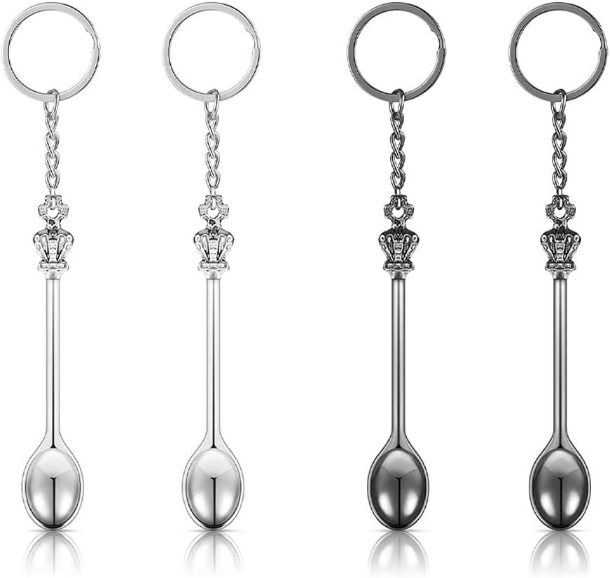 FRAINBOWZ Mini Spoons,Set of 4 Mini Shovel Spoon,Tiny Coffee Spoons,Pendants Necklace Vials for Measuring Spices, Glitter Powder, Coffee, Cake, Filling Bottles（Grey + Silver） image number 3
