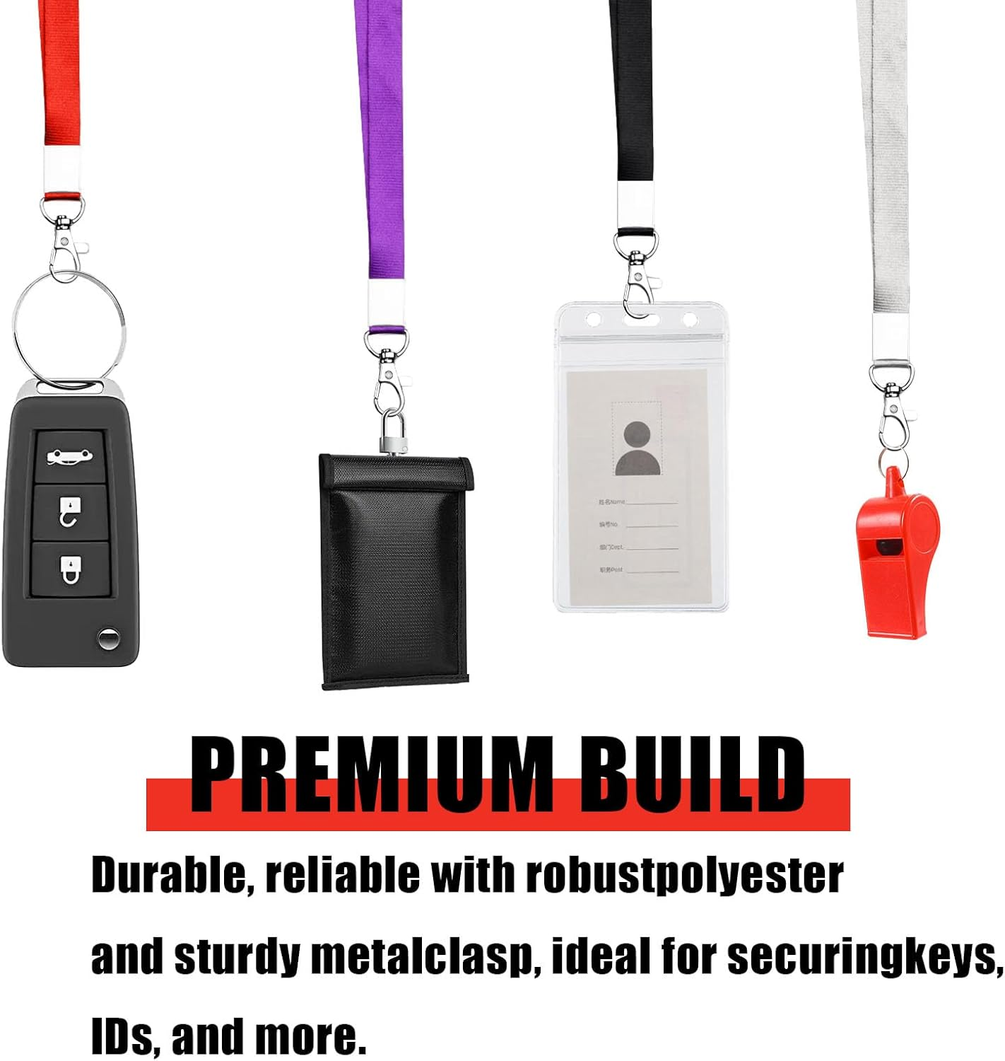 10-PCS Lanyards, Polyester Neck Lanyards, 5 Colors for All Kinds of ID Badges Holder, Keys, Wallet, Whistle, Car Key, Cruise, Work, Etc. image number 3