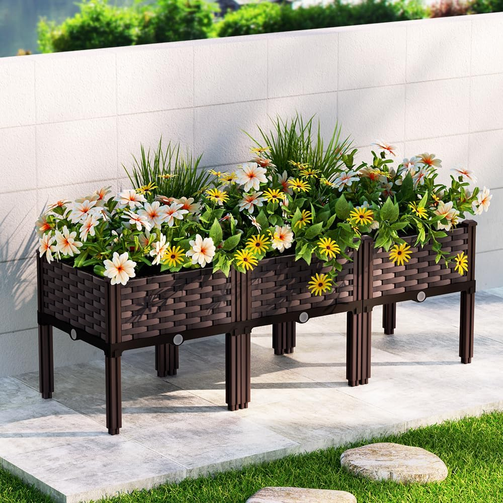 Green Fingers Garden Bed Galvanized Steel Planter Box, 120 X 40 X 36Cm PP Gardening Supplies Plant Containers Patio, Elevated Raised Beds Rectangle for Vegetables Flowers Herbs image number 1