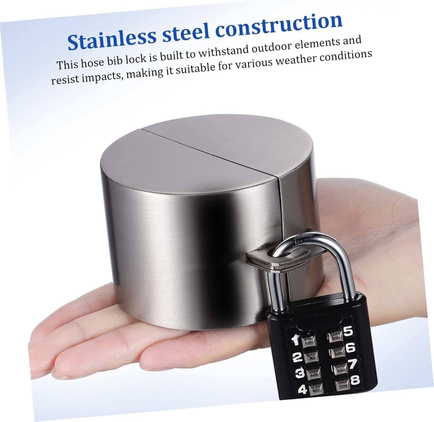 Kisangel 1 Set Lock Cover Outdoor Protector Water Saving Lock Outdoor Spigot Lock Hose Spigot Lock Water Lock Garden Bib Locks Stainless Steel Silver image number 2