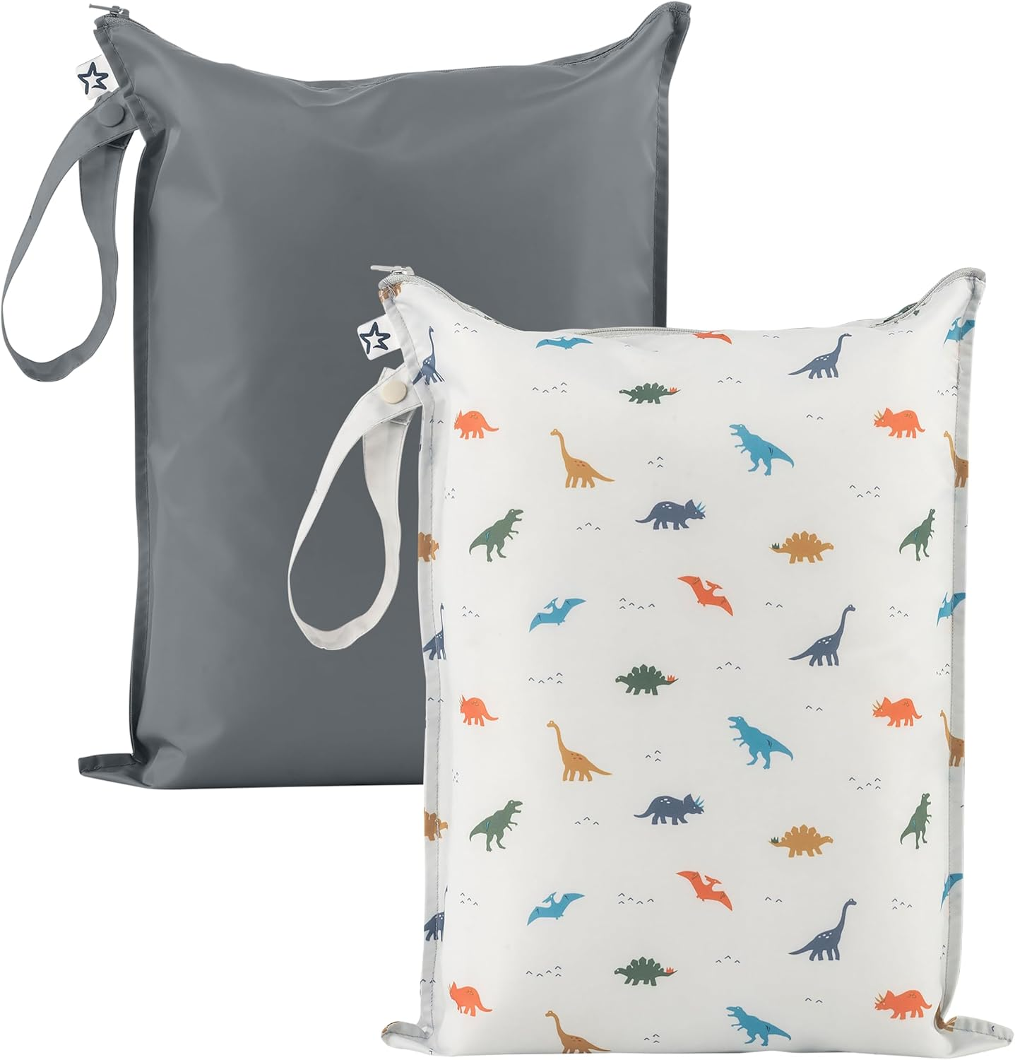 Tiny Twinkle Mess-Proof Wet Bags 2 Pack Waterproof and Washable Bag for Travel Storage, Stroller, Daycare, Baby Diapers, Yoga, Beach, Pool, Wet Toddler Swimsuits (Black, Green Checkers)