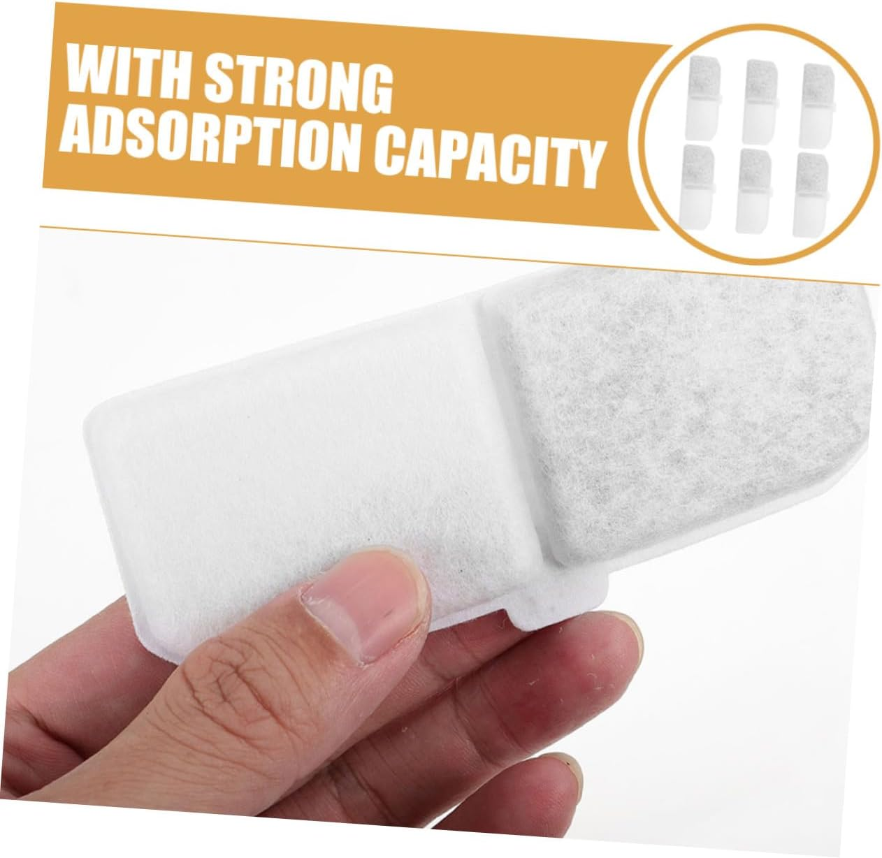 Gatuida Cat Water Fountain Replacement Filters 6Pcs with Charcoal and Square Sponge for Efficient Water Filtration and Circulation image number 6