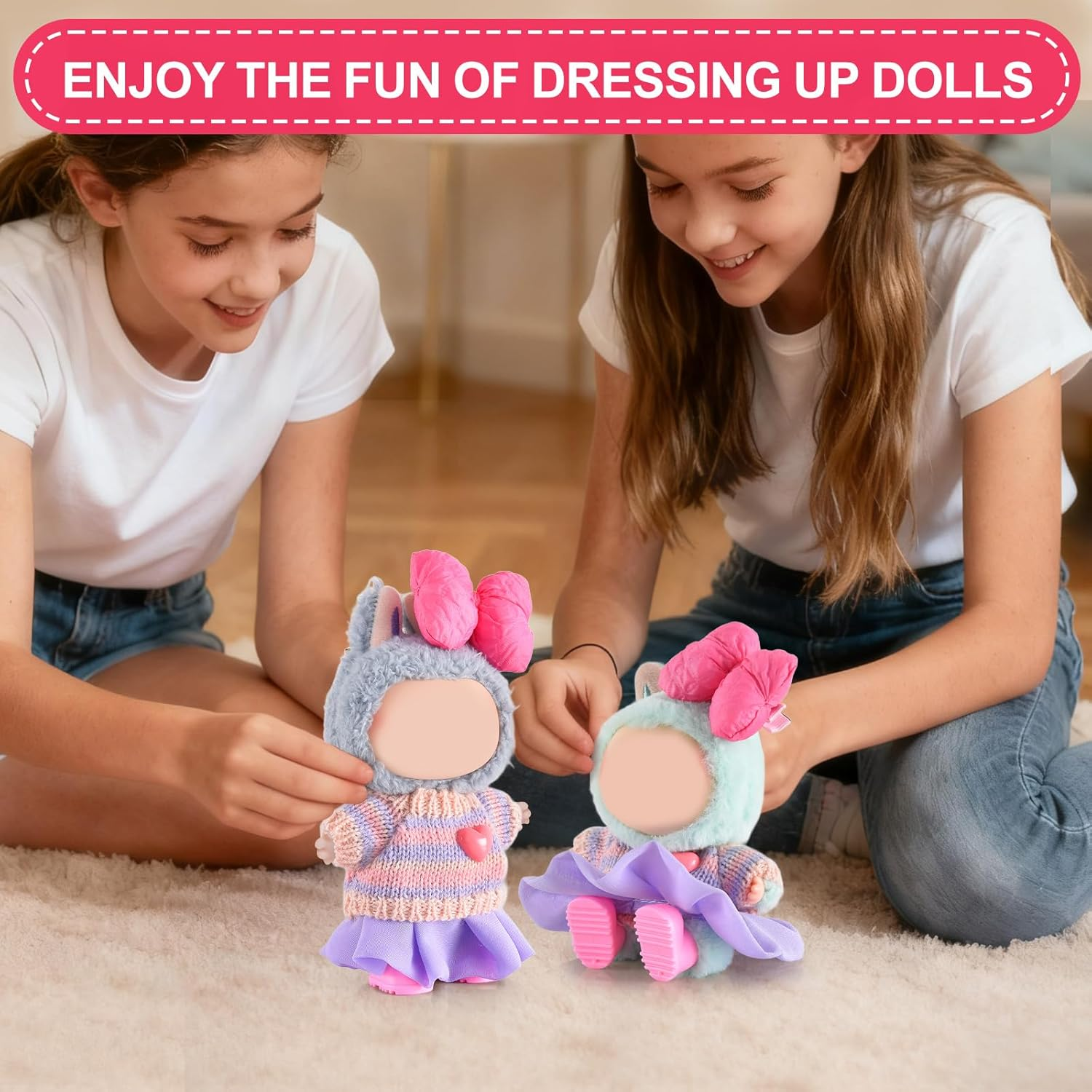 17Cm Doll Clothes, Cute Dolls Outfit Accessories with Sweater, Dress, Shoes, Clothing Set for Bubudolls image number 5